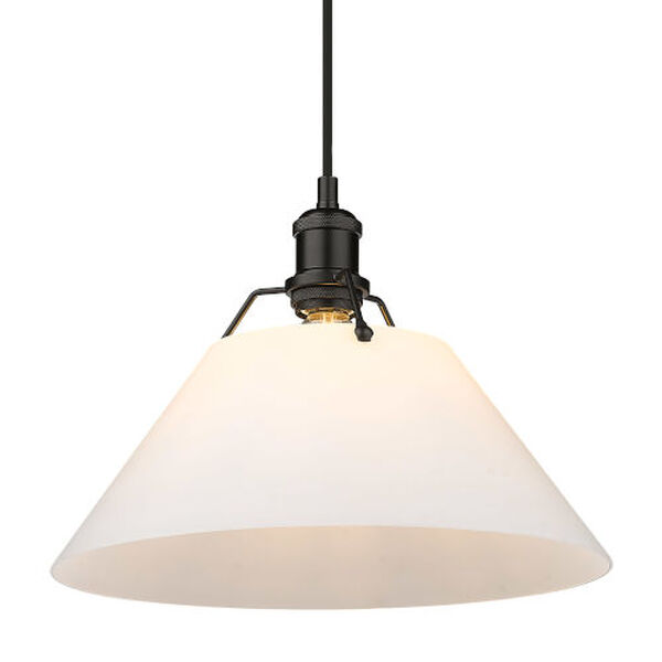 Orwell Matte Black One-Light Pendant with Opal Glass Shade, image 4